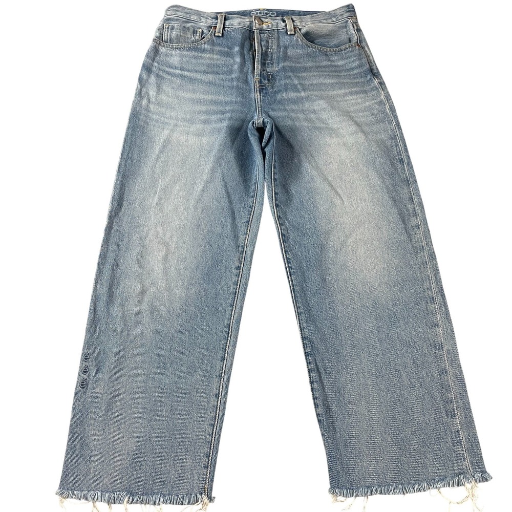 ETICA Womens Jeans 28 Tyler VTG Straight Crop High Waist‎ Washed Blue button fly